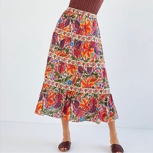 Farm Rio Tiered Maxi Skirt size medium
